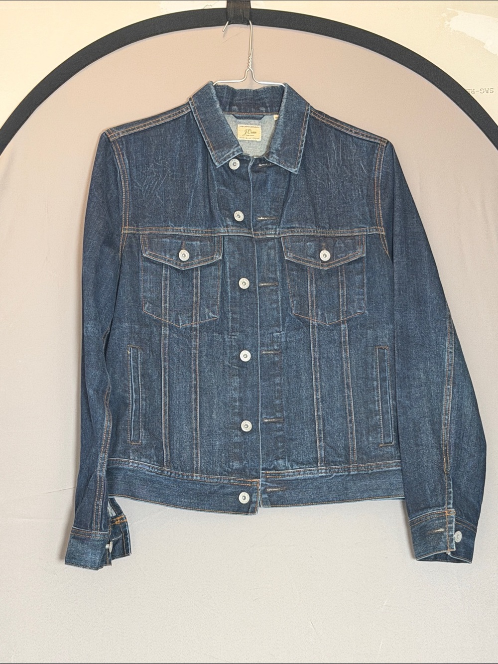 Classic Dark Blue Denim Jacket - Men’s Button-Up Trucker Style